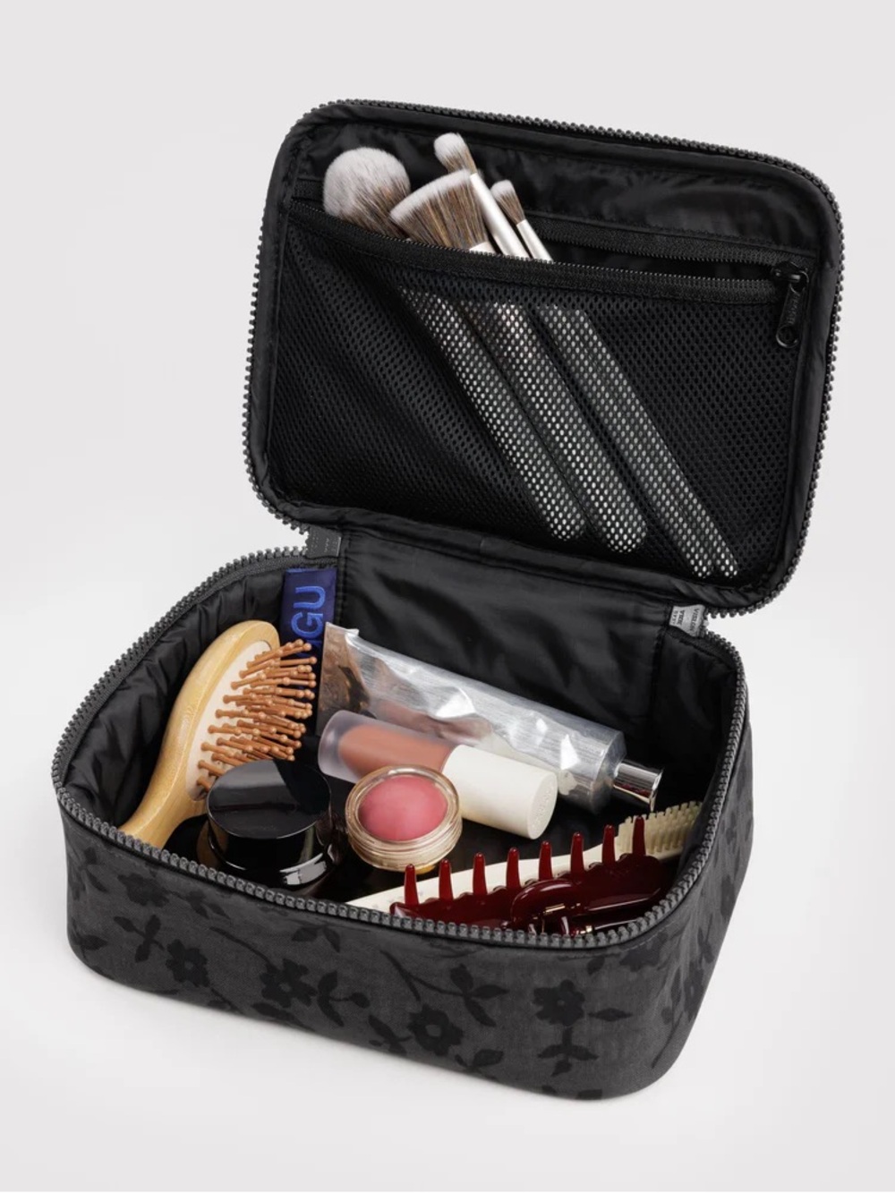 Baggu Small Cosmetic Case in Charcoal Ditsy, NEW - Picture 3 of 7